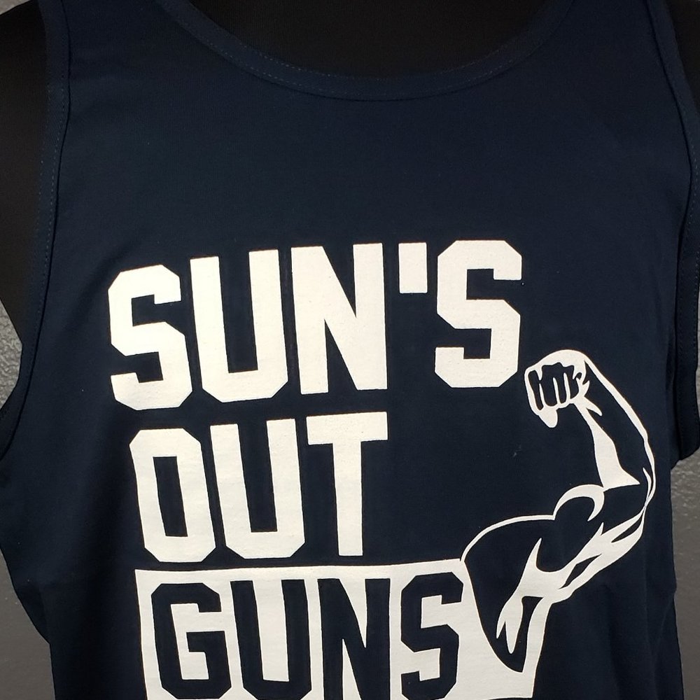 SIx Flags Navy Blue Large NWT A-Shirt-Suns Out Guns Out Sleeveless